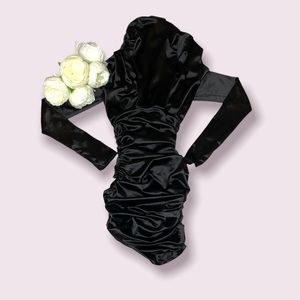 Fashionnova Ruched Mini Black well Fitted dress